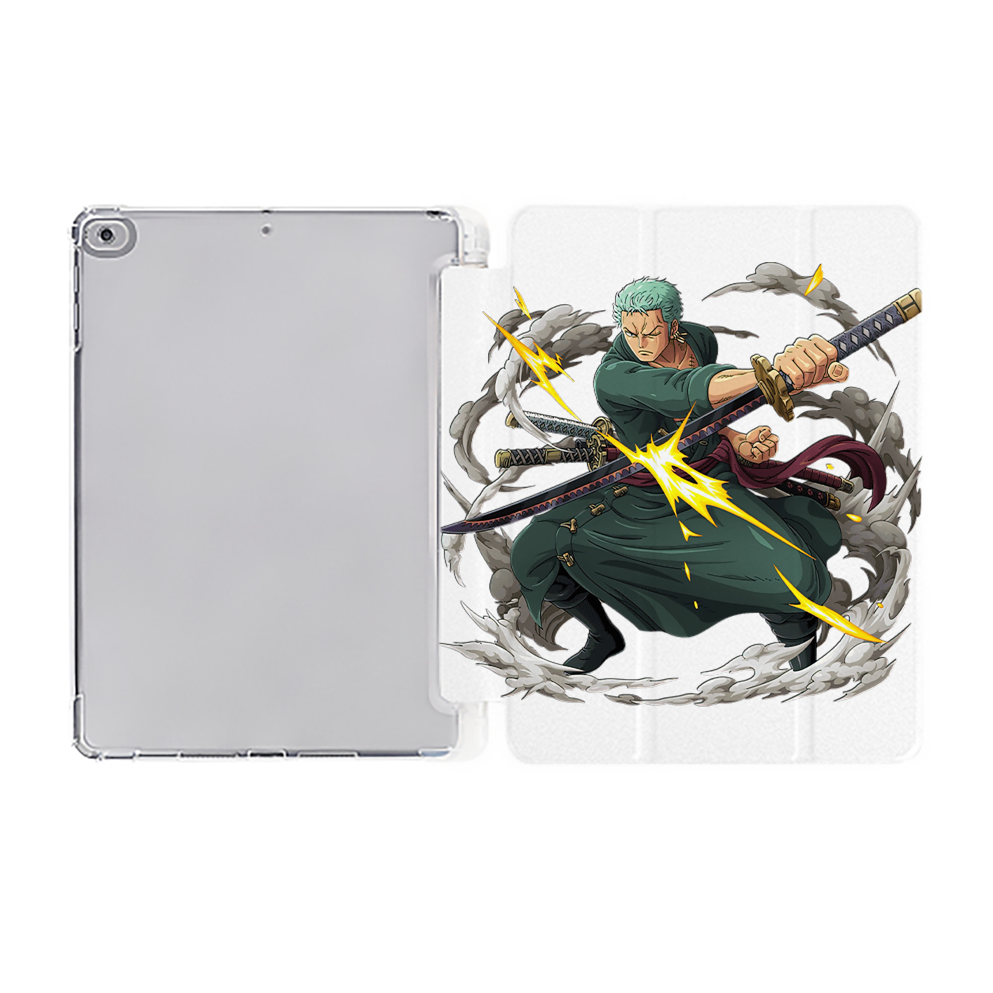 （画像用） ワンピース ロロノア・ゾロ ONE PIECE Roronoa Zoro IPad ケース ペン収納付き 三つ折りスタンド PUレザー×シリコン 対応機種9.5/10.5/10.9インチ